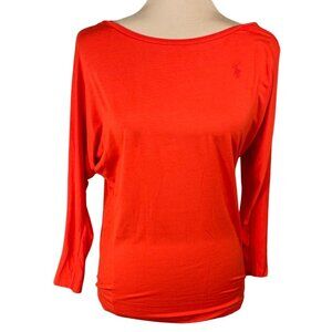 Ralph Lauren Sport Top T-Shirt 3/4 Sleeve Red Size M Medium Boat Neck